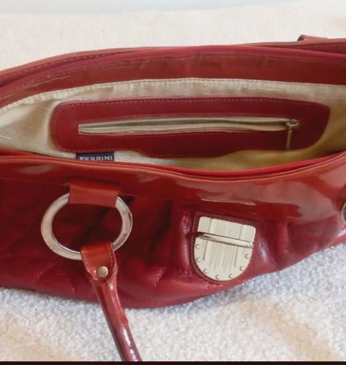 Bolsa de couro Ferrini vermelha  - Foto 3