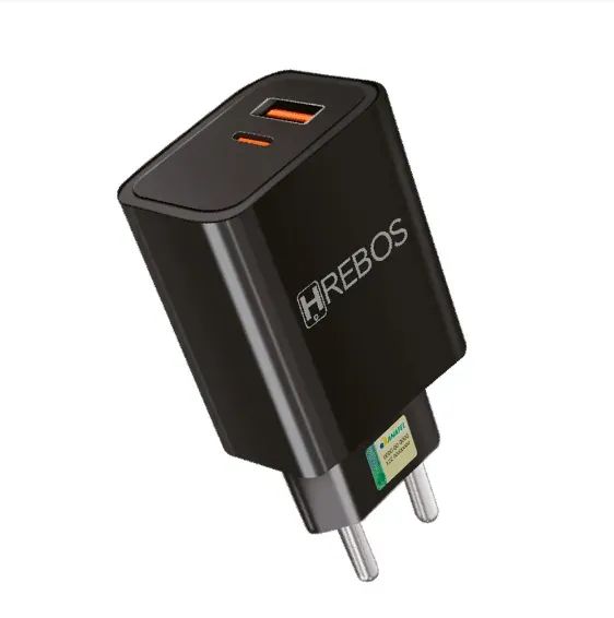 Carregador de Parede Hrebos HS-154 20W Preto Bivolt (2 USB) (1 USB-C)(1 USB)- WZetta
