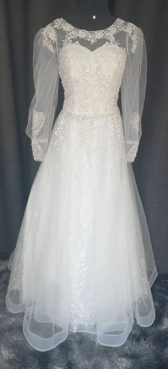 Vestido de Noiva Elegante com Manga Longa