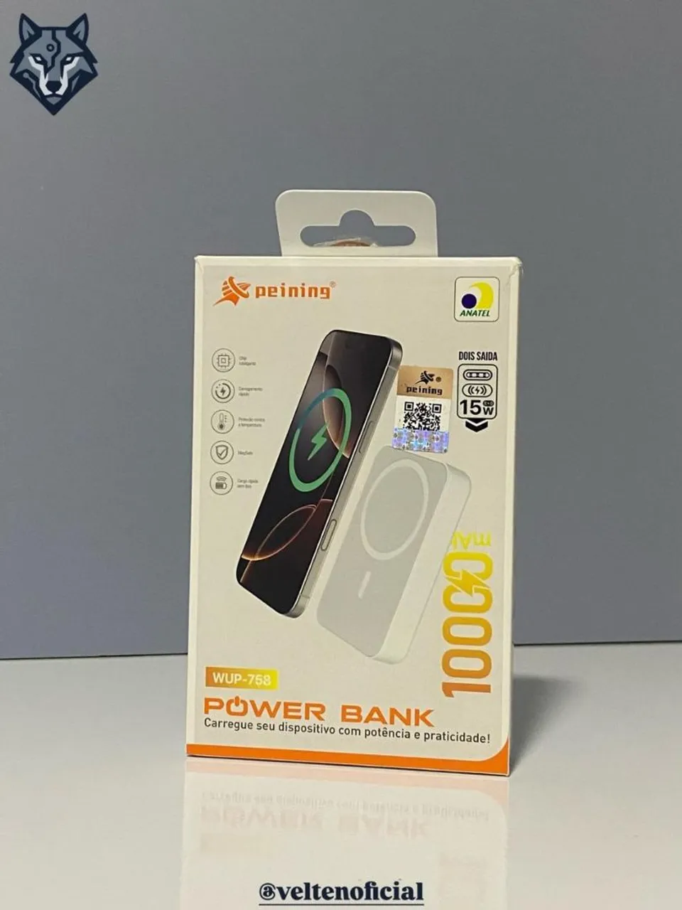 Carregador Portátil a Indução Power Bank Peining 10000mAh