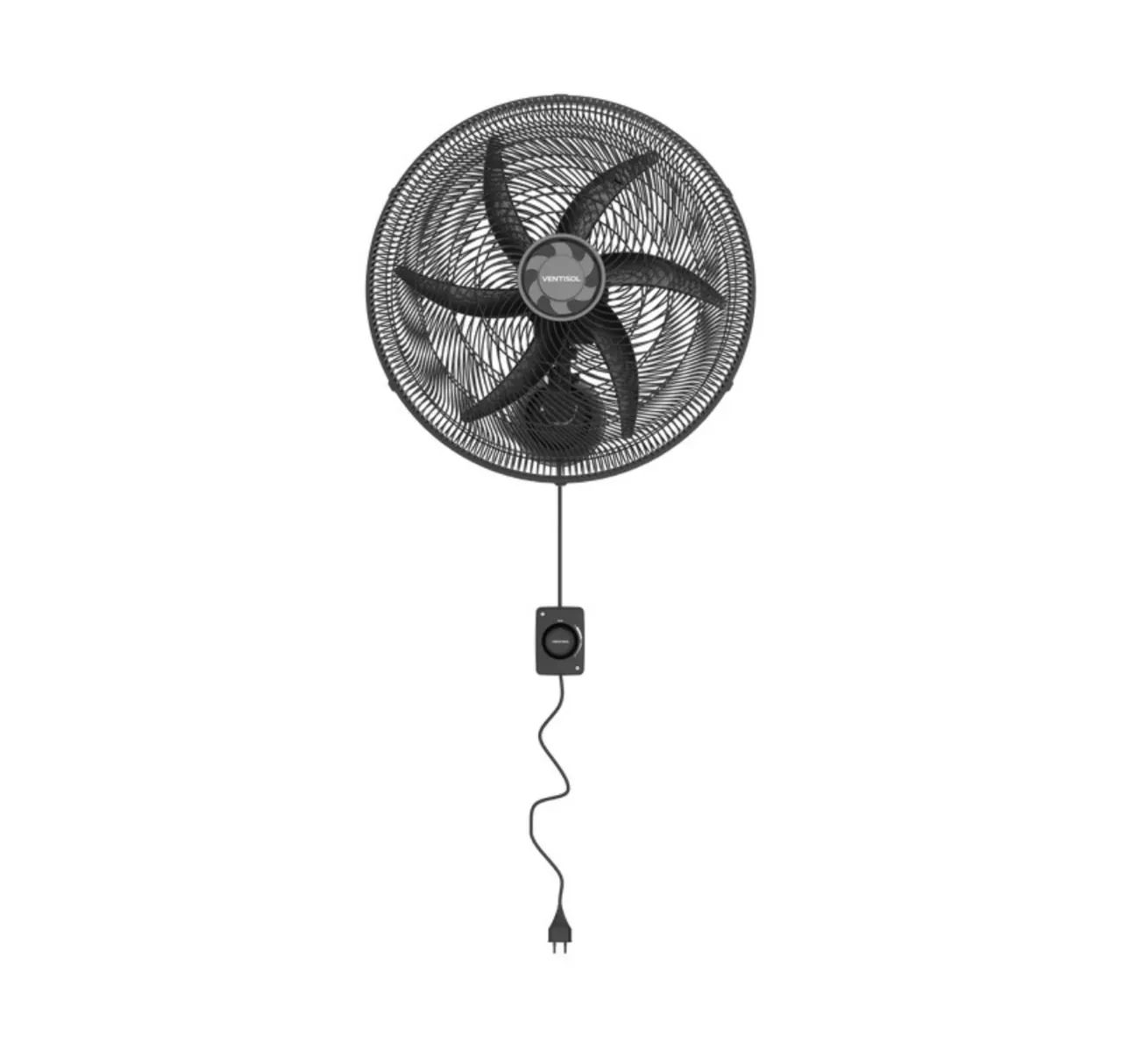 Ventilador Oscilante De Parede 50cm 6 Pás Ventisol Monta Fácil 135w Preto