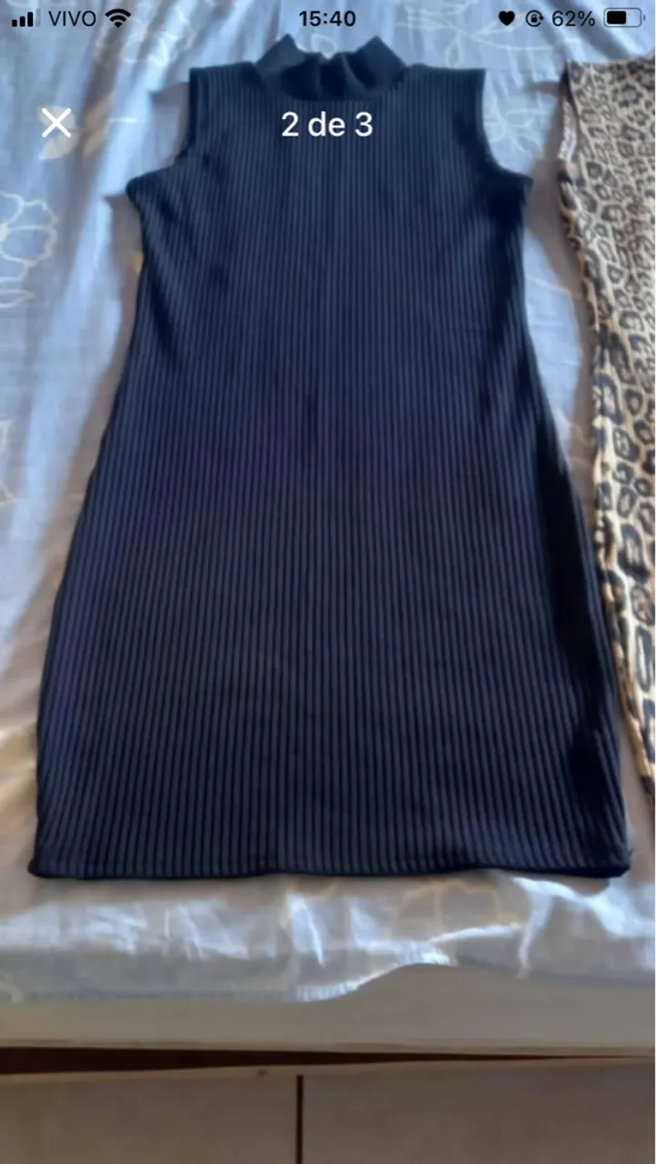 Vestido canelado preto