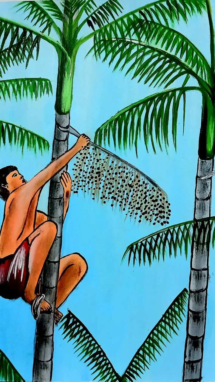 Quadro Decorativo: O peconheiro Tirando Açaí - Autor: Vinicius Sarges