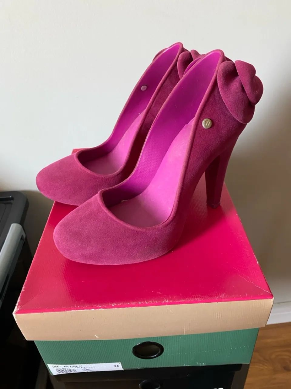Scarpin Melissa Incense Rosa Flocado Laço