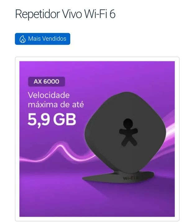 Repetidor Vivo Wi-Fi 6 AX6000 - Novo