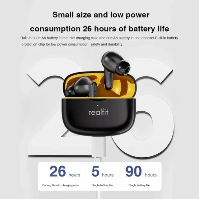 Fones de Ouvido Realfit F3 Anc Bluetooth 5.4 com Cancelamento de Ruído (Preto) - Foto 2