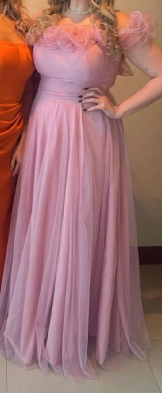 Vestido Rosa Debutante Madrinha longo brilhoso - Foto 3