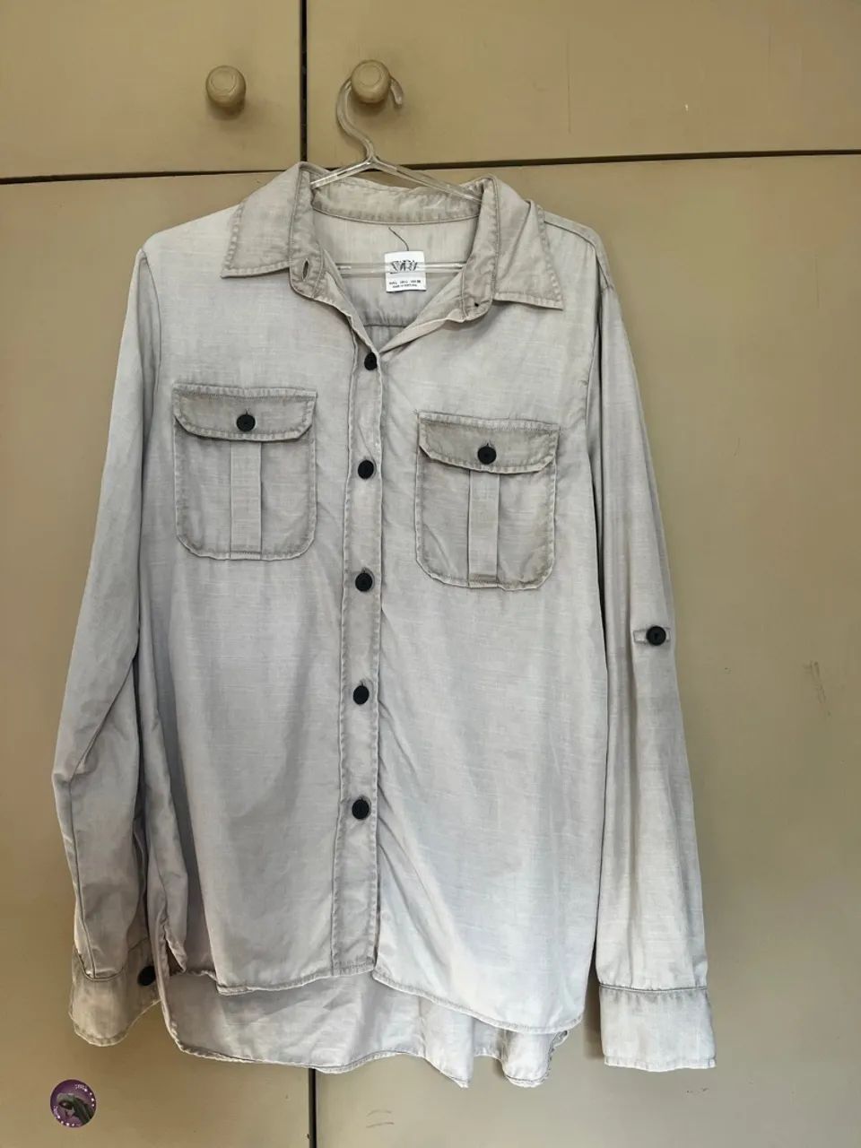 Camisa Zara  Manga Longa Bege - Foto 3