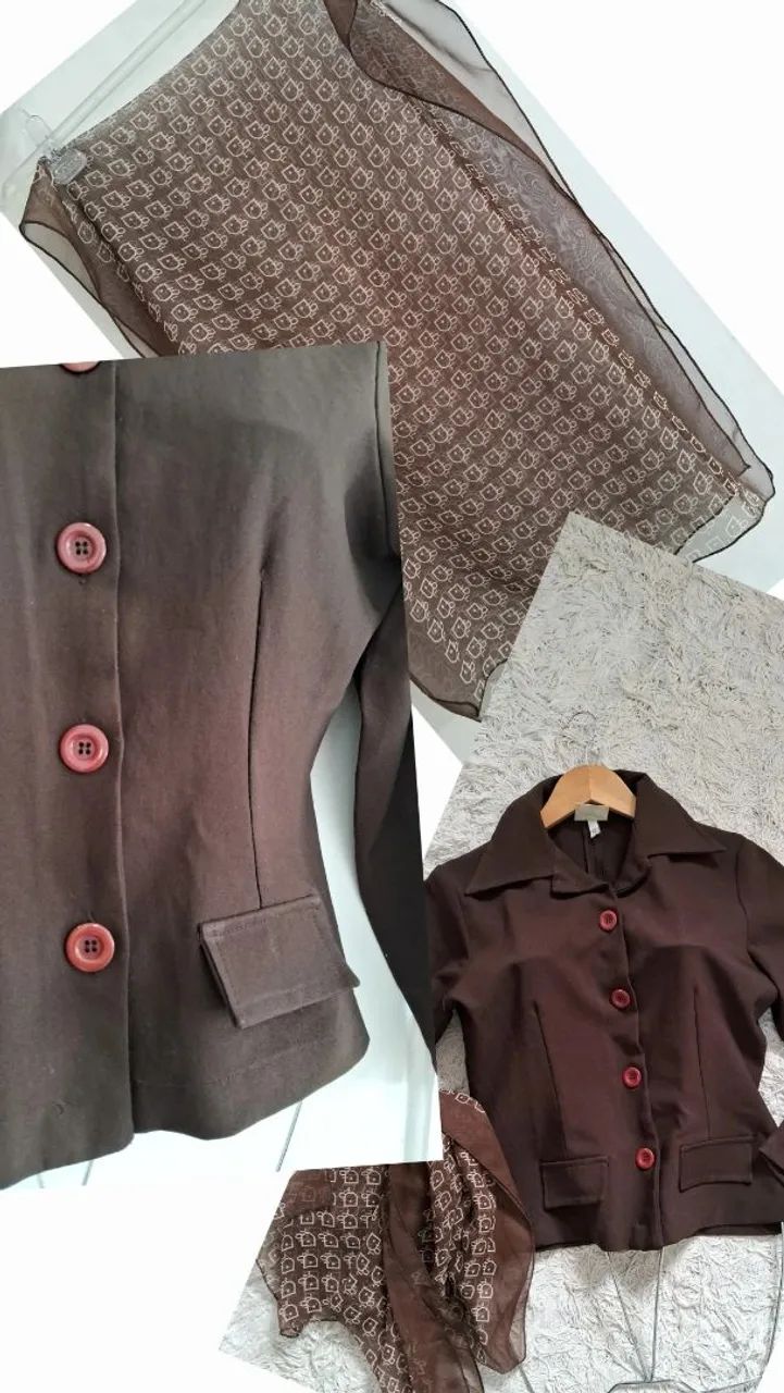 Blazer alfaiataria swet Trtiê e lenço  - Foto 3