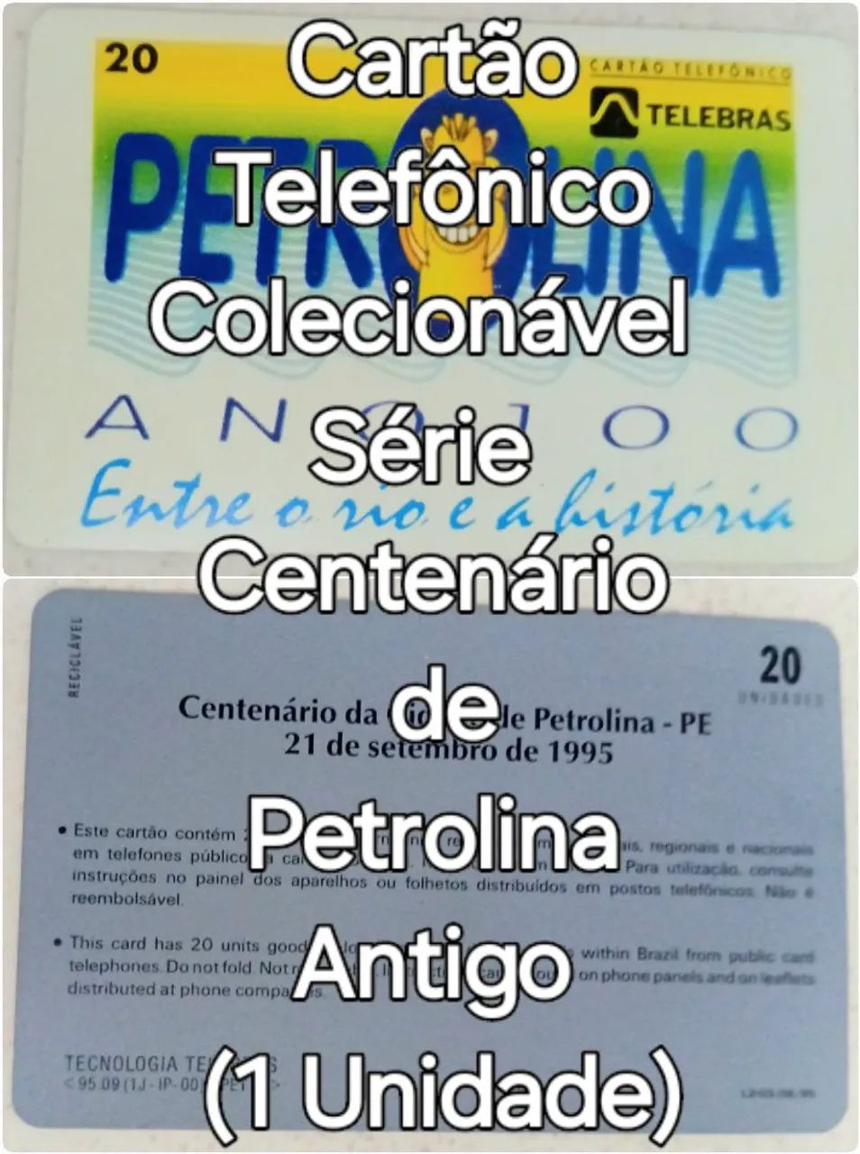 Cartão Telefônico Centenário de Petrolina Antigo