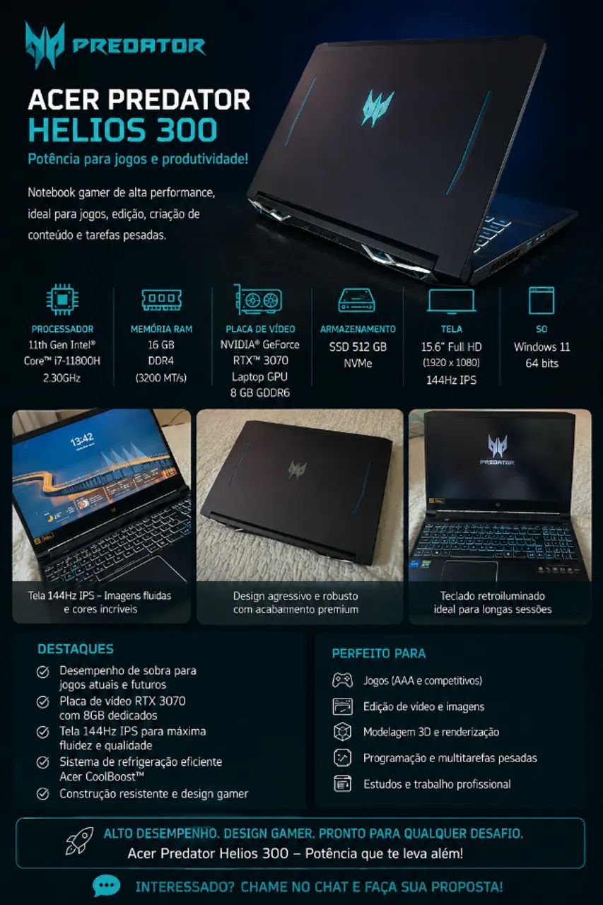 Notebook Gamer Acer Predator Helios 300