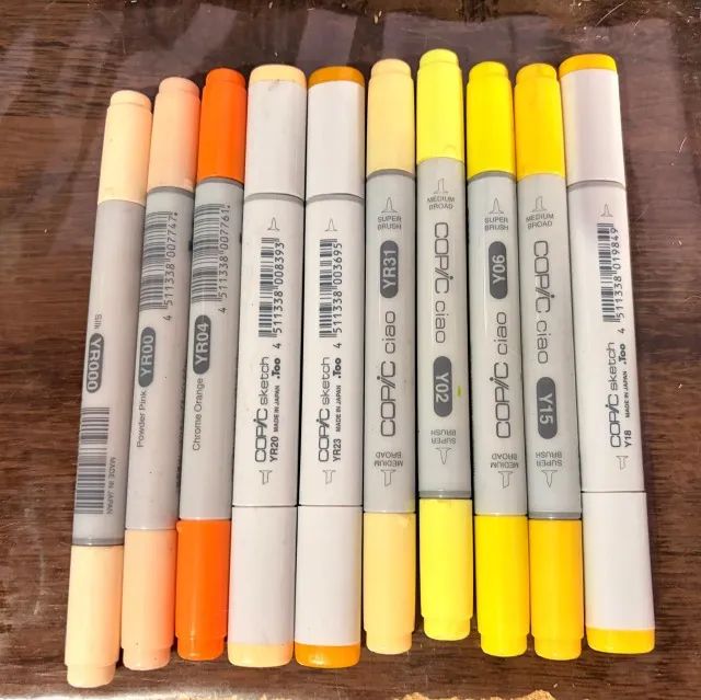  COPIC - AMARELOS, LARANJAS E PÊSSEGOS - 9 CANETAS
