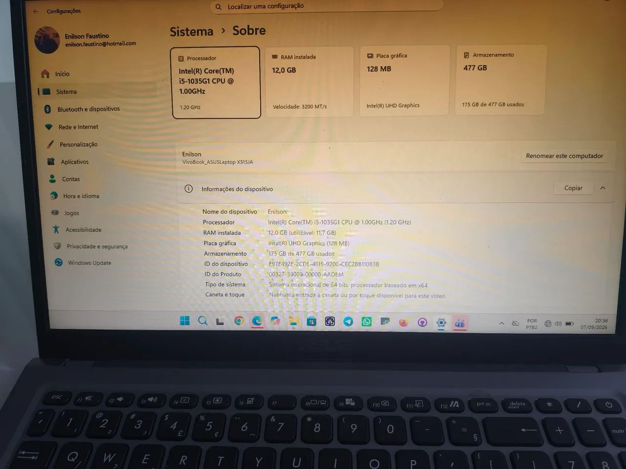 Notebook ASUS X515JA ? 12GB RAM + 500GB 15,6" - Foto 3