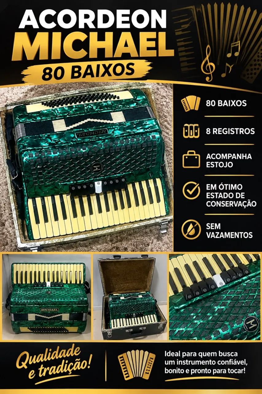 Acordeon Michael 80 baixos 