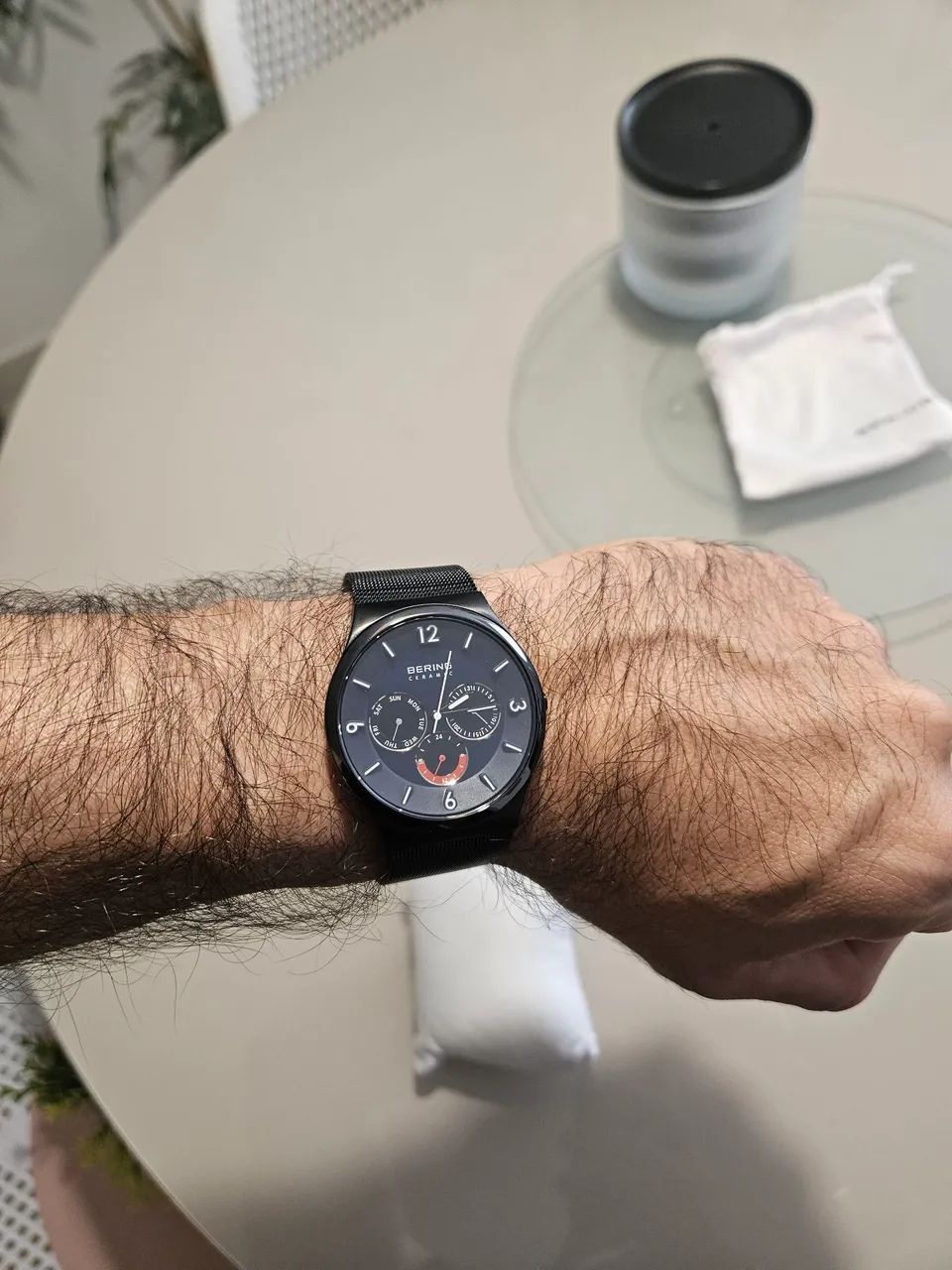 NOVO (Sem Uso) Bering Ceramic Relógio Dinamarquês Original Mostrador Azul Milanese - Foto 2