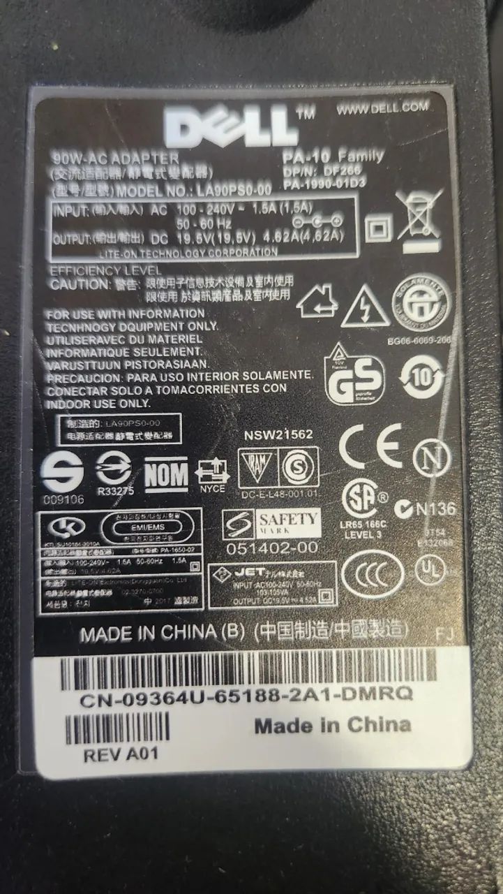 Fonte de Notebook Dell - 90W - 19.5V - 4.62A - Foto 2