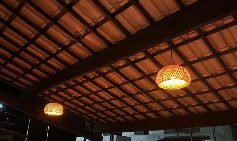 Luminária Lustre Pendente de Bambu Rústico