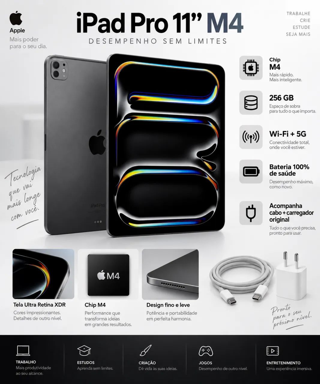 iPad Pro 11 PRO M4 256GB Wi-Fi + 5G - Foto 2