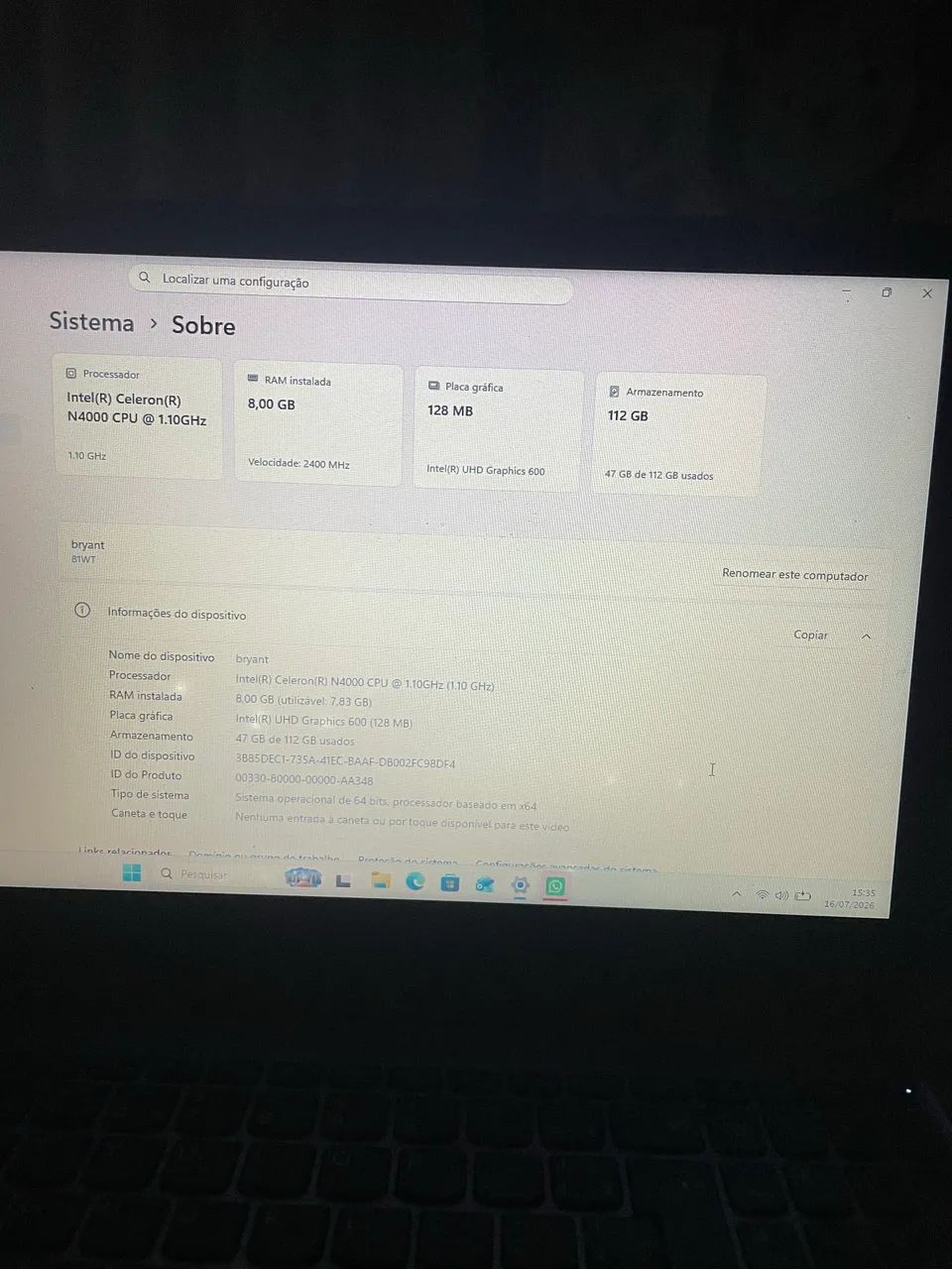 Vendo notebook Lenovo