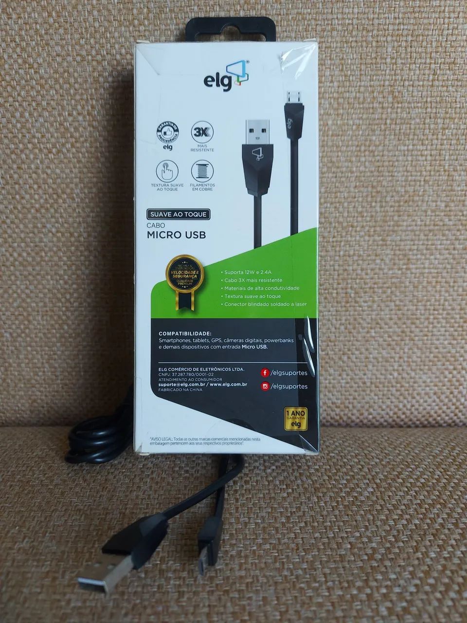 Cabo Micro USB ELG para Recarga e Sincronização 1 Metro - M510 - Foto 2