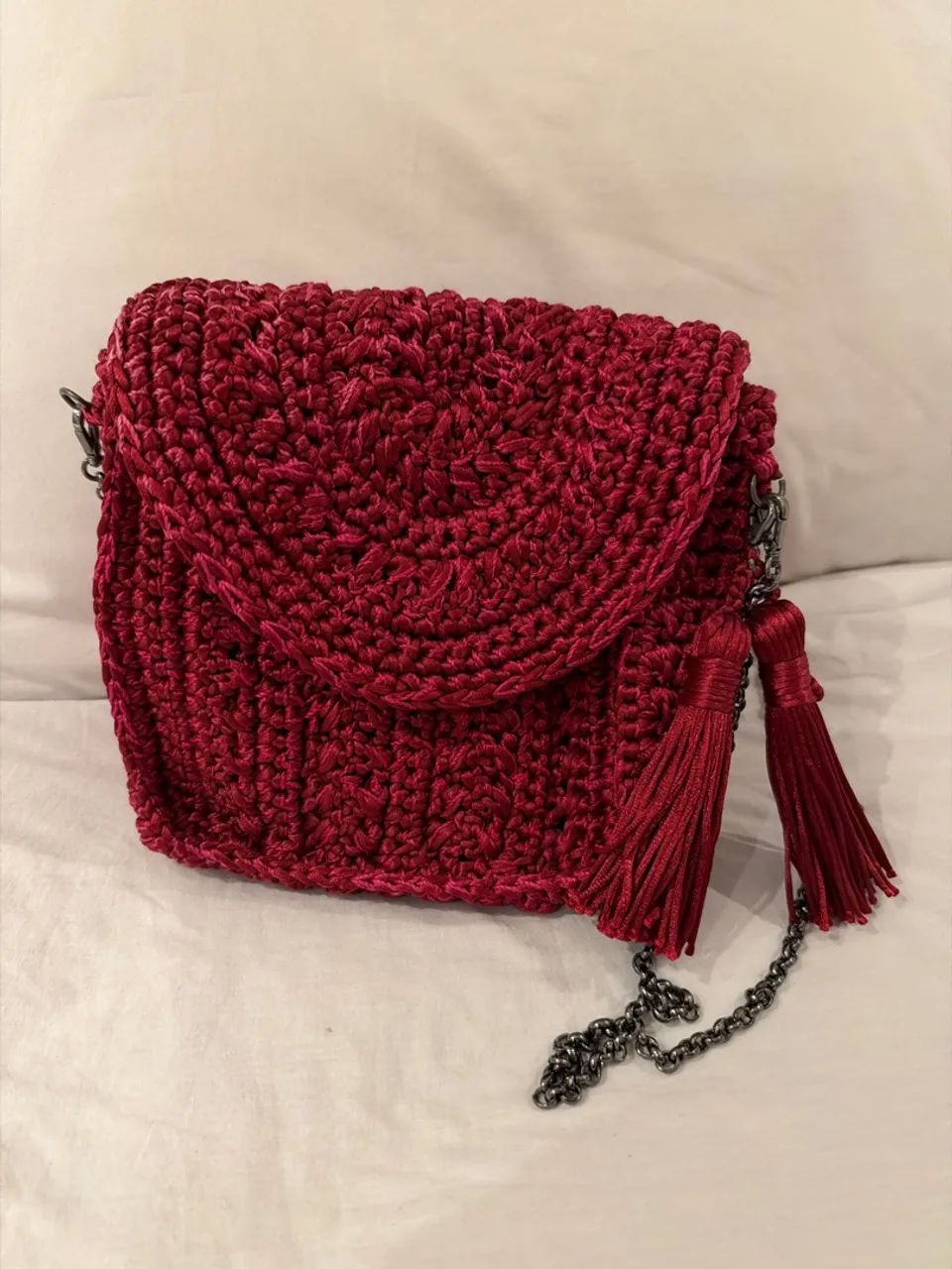 Bolsa de crochê vinho - Foto 4
