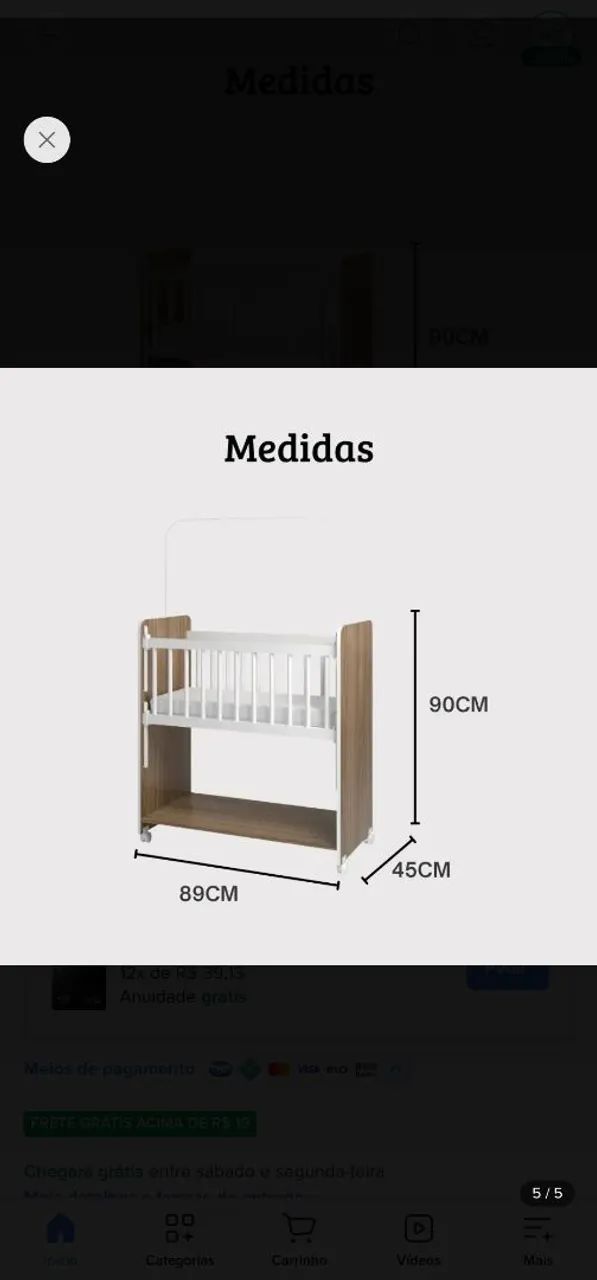 Mini berço grade móvel com colchão 