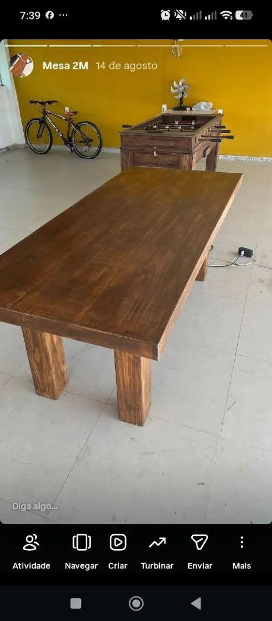 Mesa de madeira maciça 2 metros  - Foto 3