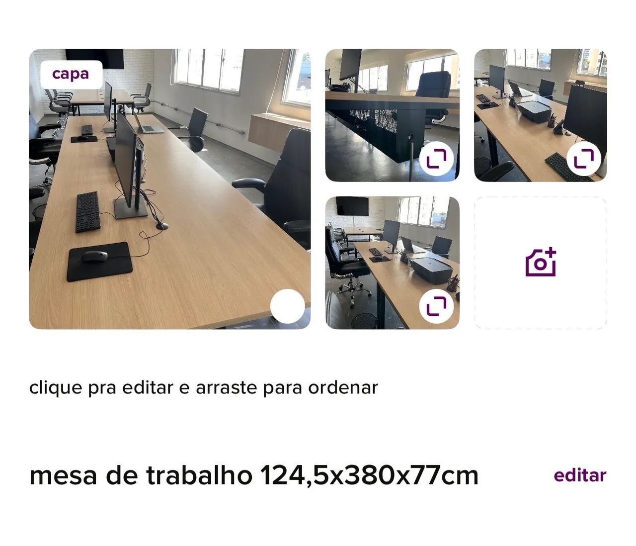 MESA TRABALHO BASE METAL E TAMPO MDF CARVALHO - Foto 3