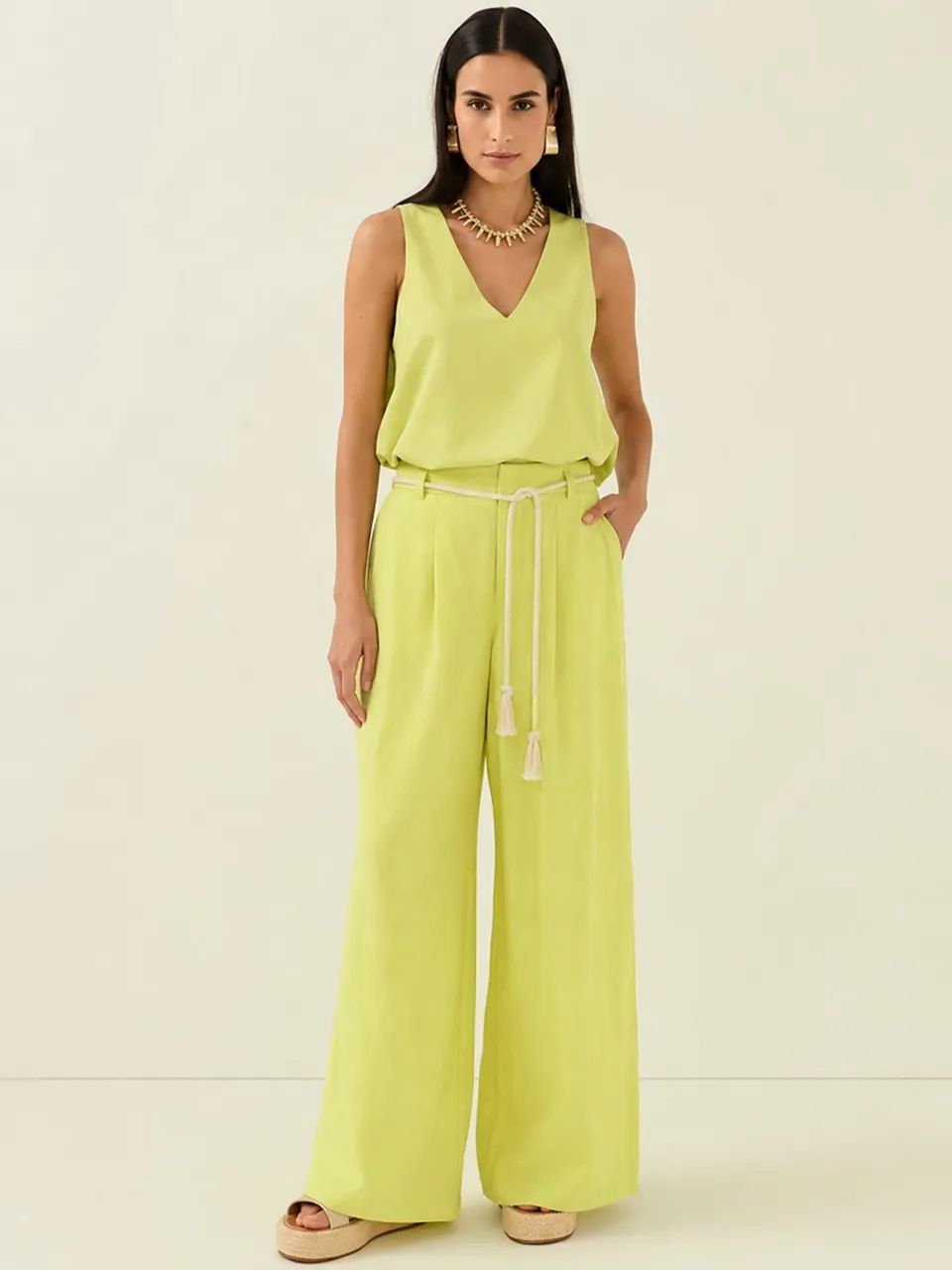 Calça pantalona verde 
