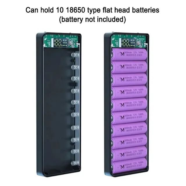 Case Powerbank Usb Para Colocar Até 10 Baterias 18650 (Cor Preto) - Foto 2