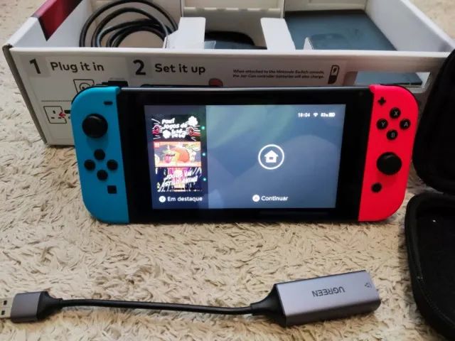 Nintendo Switch (V1) Box Completo + Adaptador de rede Ugreen - Foto 2