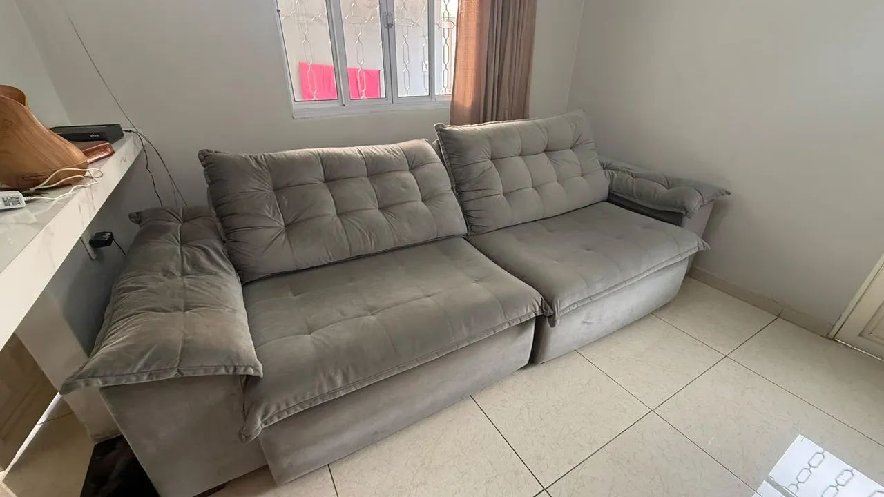 Sofá retrátil 4 lugares - Seminovo - Foto 2