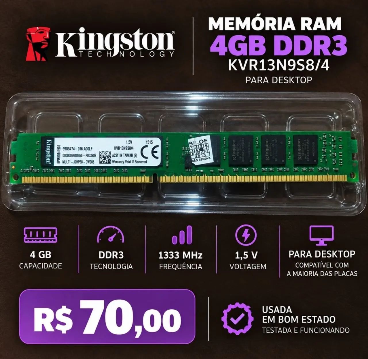 Memória ram kingston
