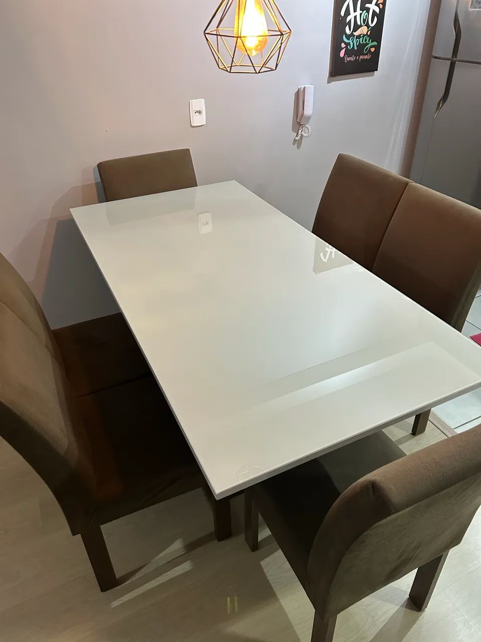 Mesa tampo de vidro com 6 cadeiras - Foto 2