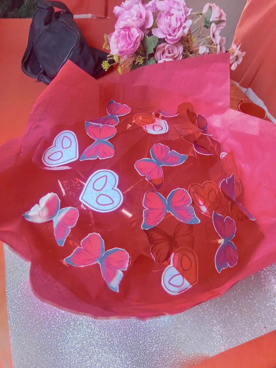 Buquê de borboletas vermelho 