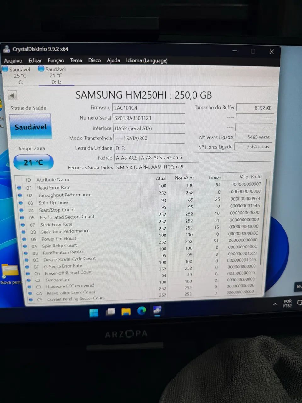 Hd de notebook desktop Samsung 250gb - Foto 2