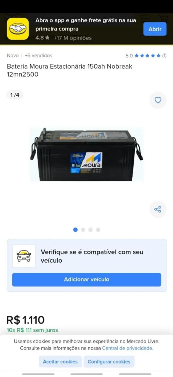Bateria estacionaria Moura nobreak 150ah  12mn 2500