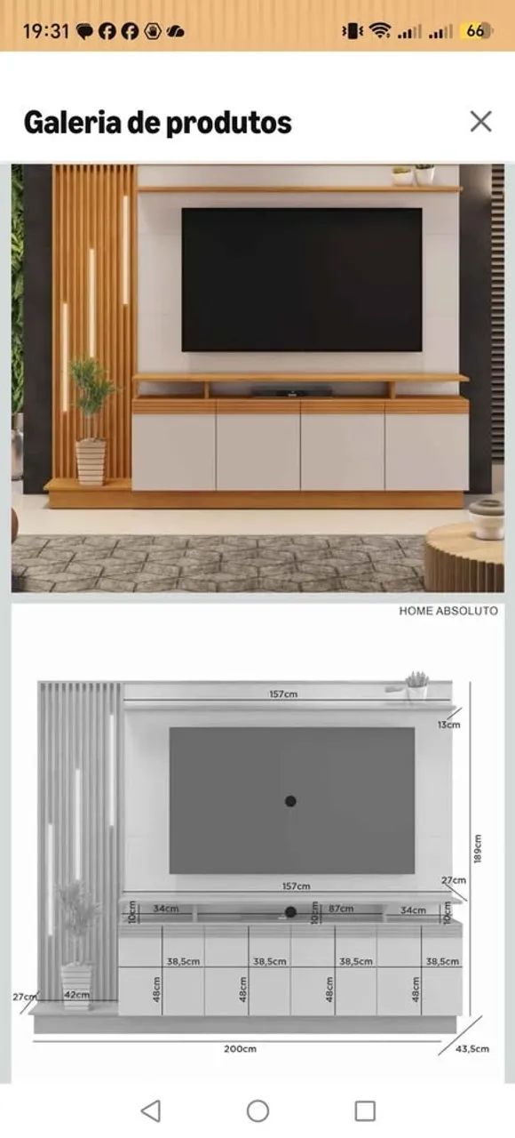 Home Absoluto 65? - Cinamomo/Off White com LED (está montado) - Foto 3