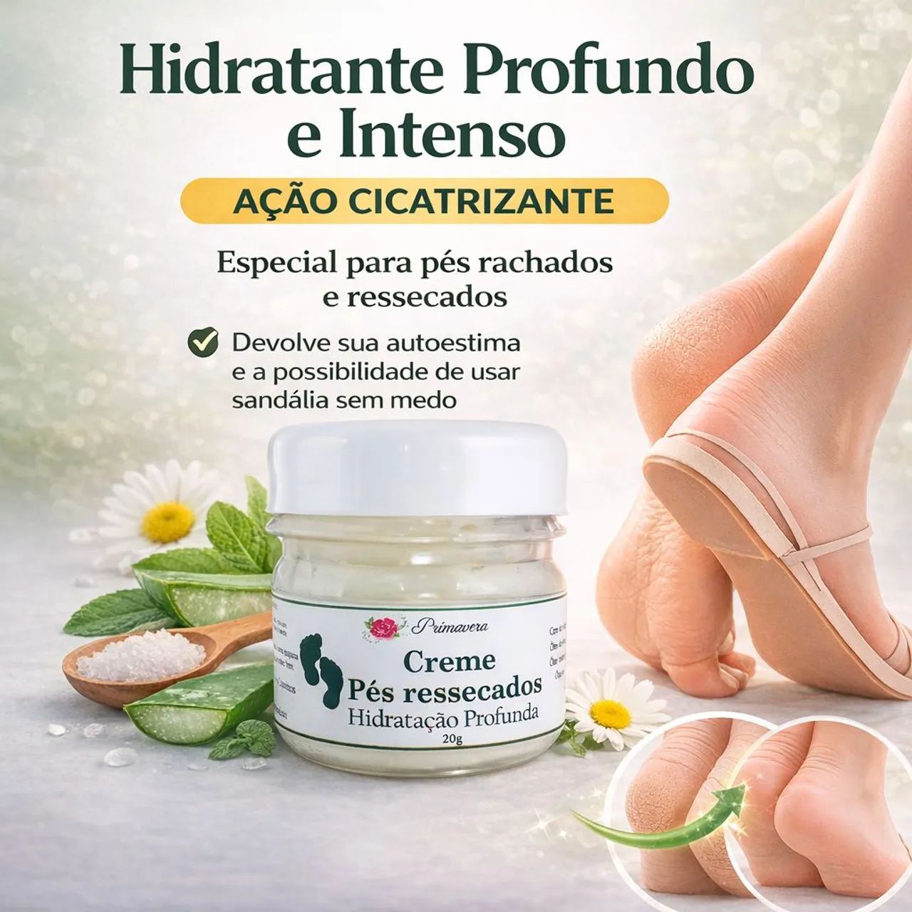 Creme para PÉS RACHADOS e ressecados - SEM URÉIA - ideal para pés ...