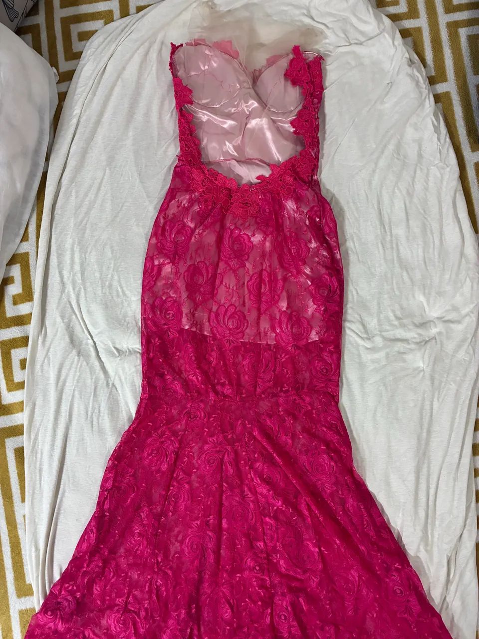 VESTIDO MADRINHA ROSA CHICLE RENDA - Foto 4