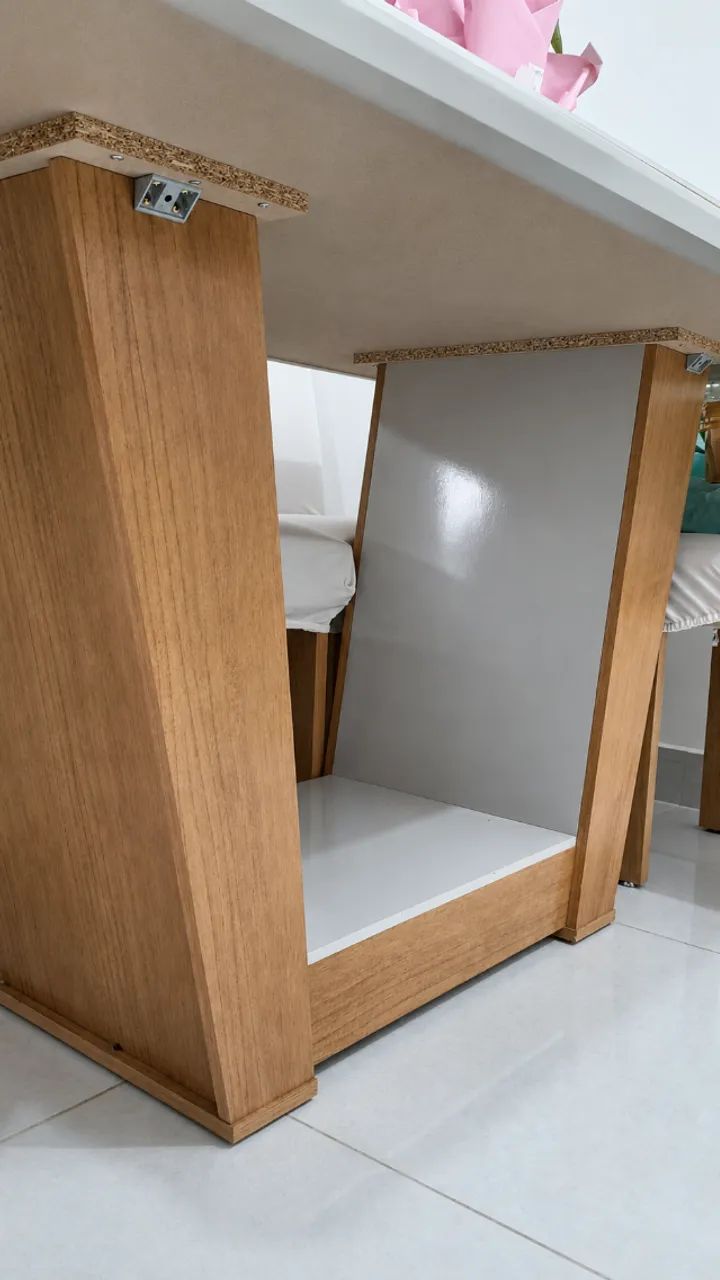 Mesa de Jantar  6 Lugares Retangular com Tampo de Vidro/MDF - Foto 2