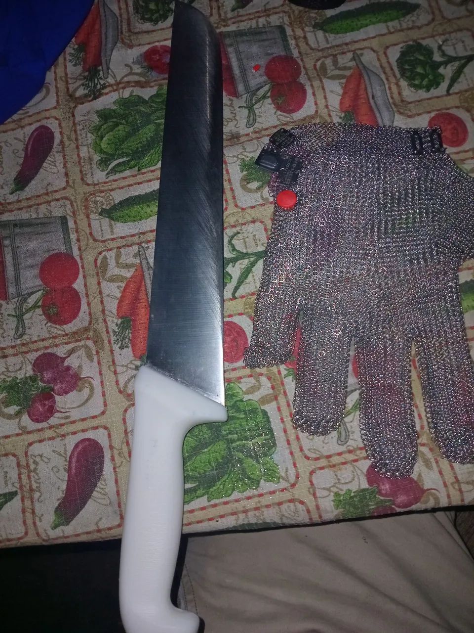 Butcher Knife and Steel Glove
