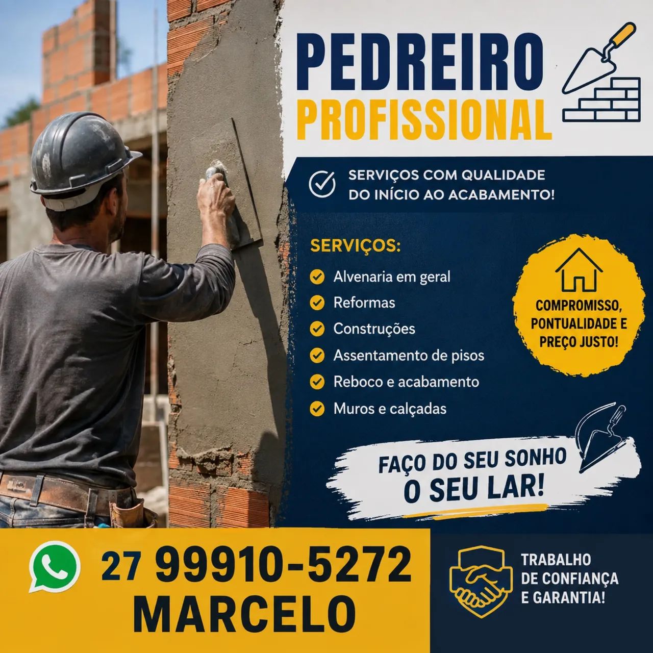 Pedreiro Profissional - Acabamentos e Reformas 