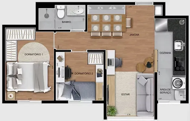 PLANTA 45m²