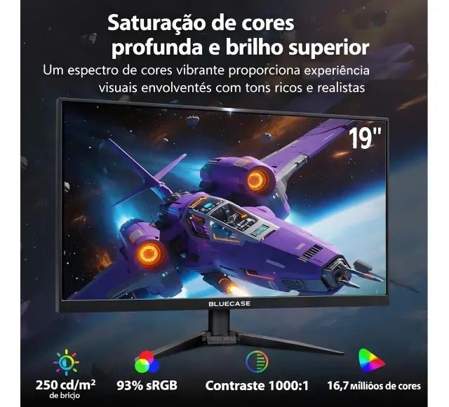 Monitor LED 19 Polegadas Bluecase BM19X1HVW 75Hz HDMI VGA Widescreen Preto Para PC E Escri - Foto 2
