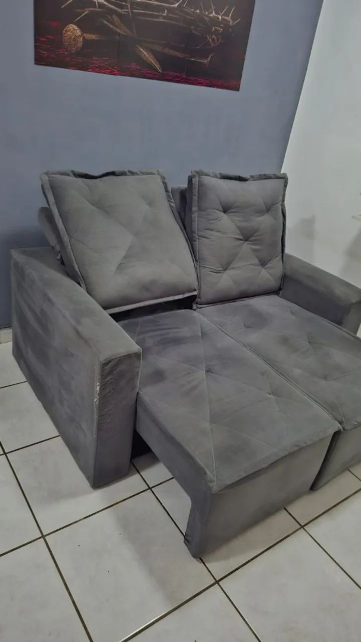 Sofá suede cinza  - Foto 2