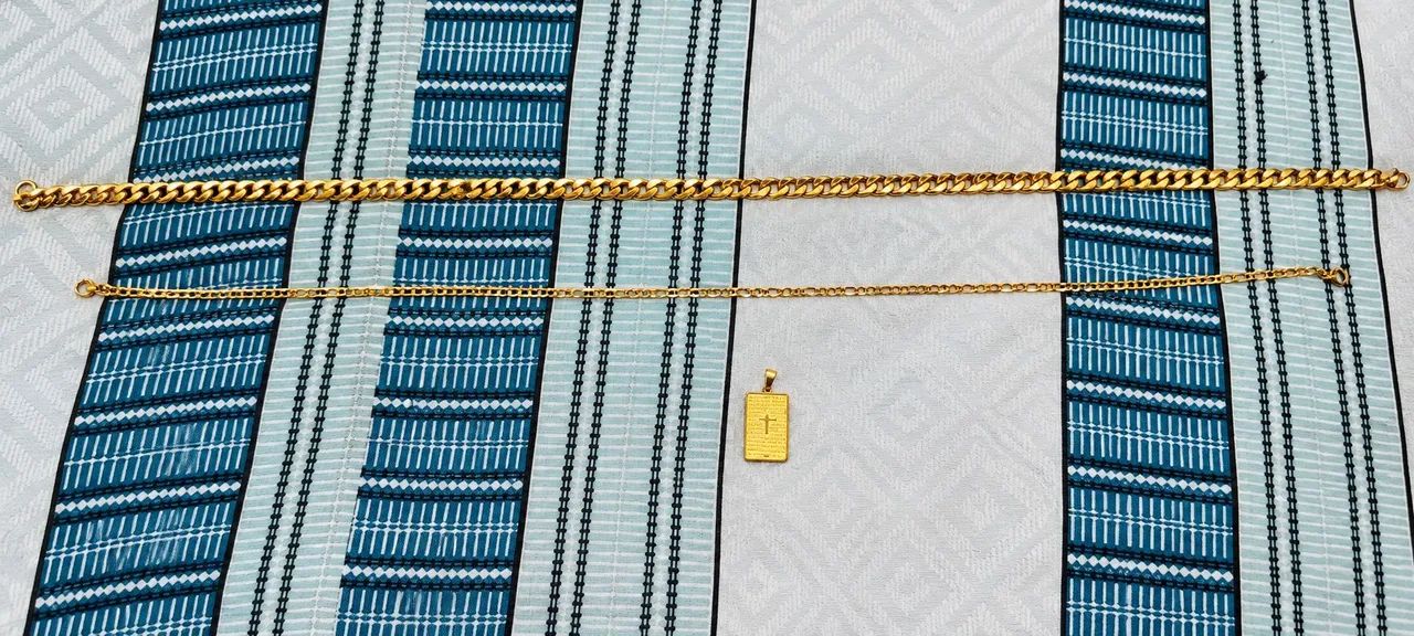 Conjunto de corrente, com pingente de pai nosso - Foto 2