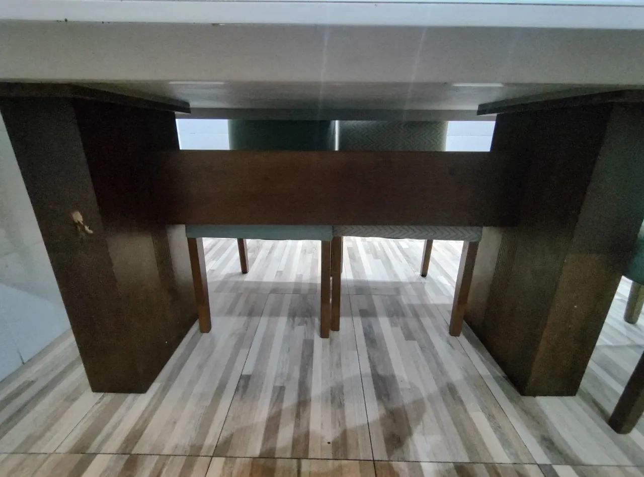 Mesa laca branca de jantar com 6 cadeiras  - Foto 2