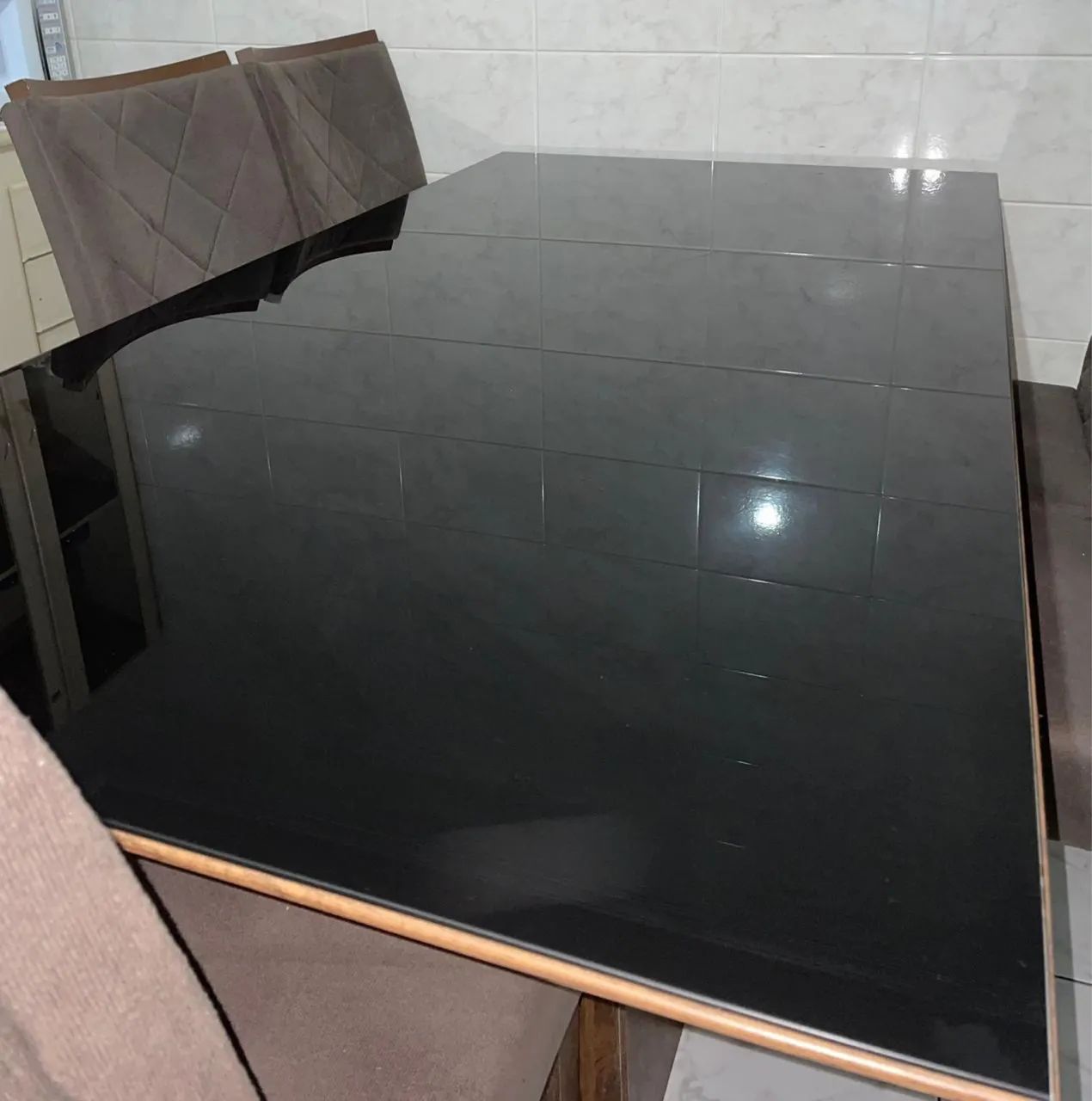 Mesa de Jantar com 6 Cadeiras - Vidro Preto - Foto 2
