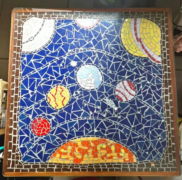 Mesa Mosaico tampo de Vidro de Jantar usada  - Foto 3